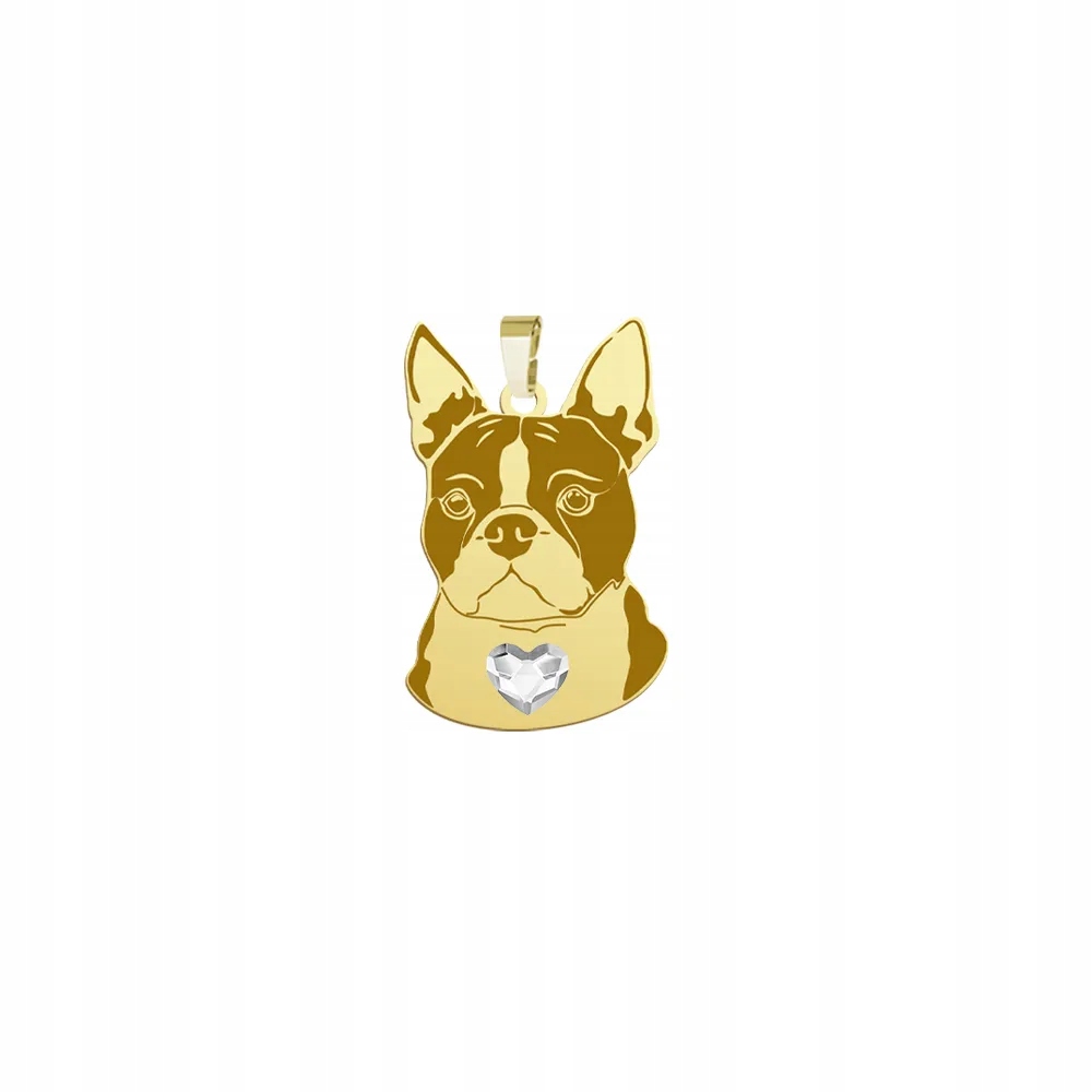 Zlatý přívěsek Boston Terrier 925 Šperky Žena Dárek Gravírování Bonus