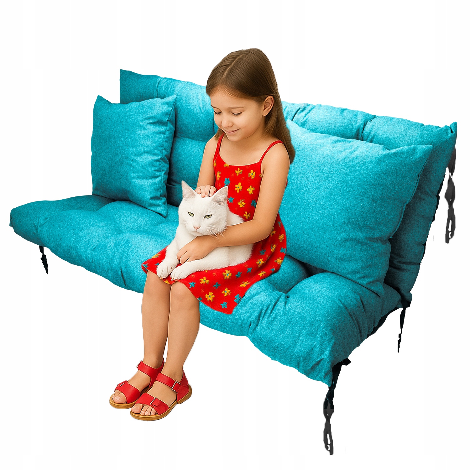 Polštář na zahradní houpačku 100x55x55+dárek Polštáře Azurový Len