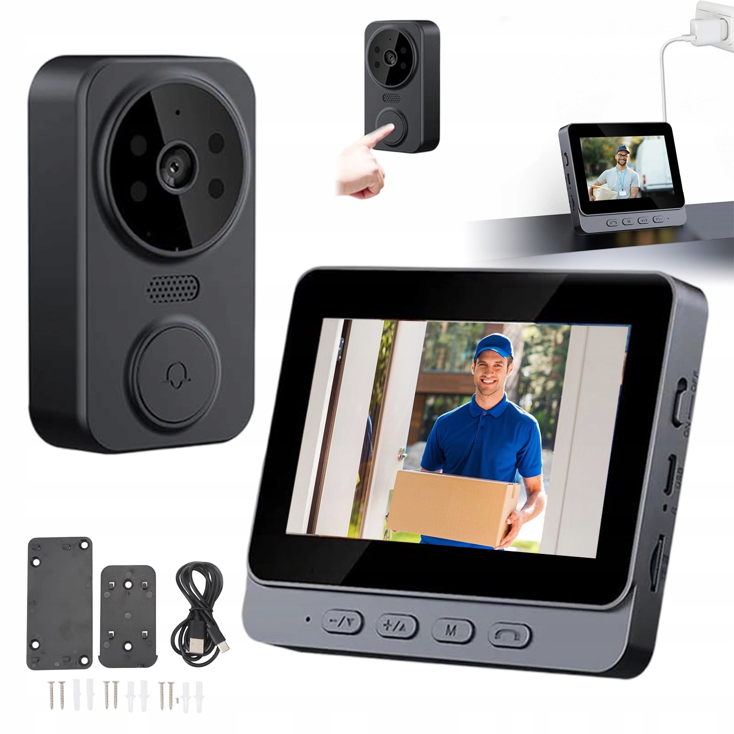 Smart Videodomofon Video Domofon 4,3'' Noční Monitor