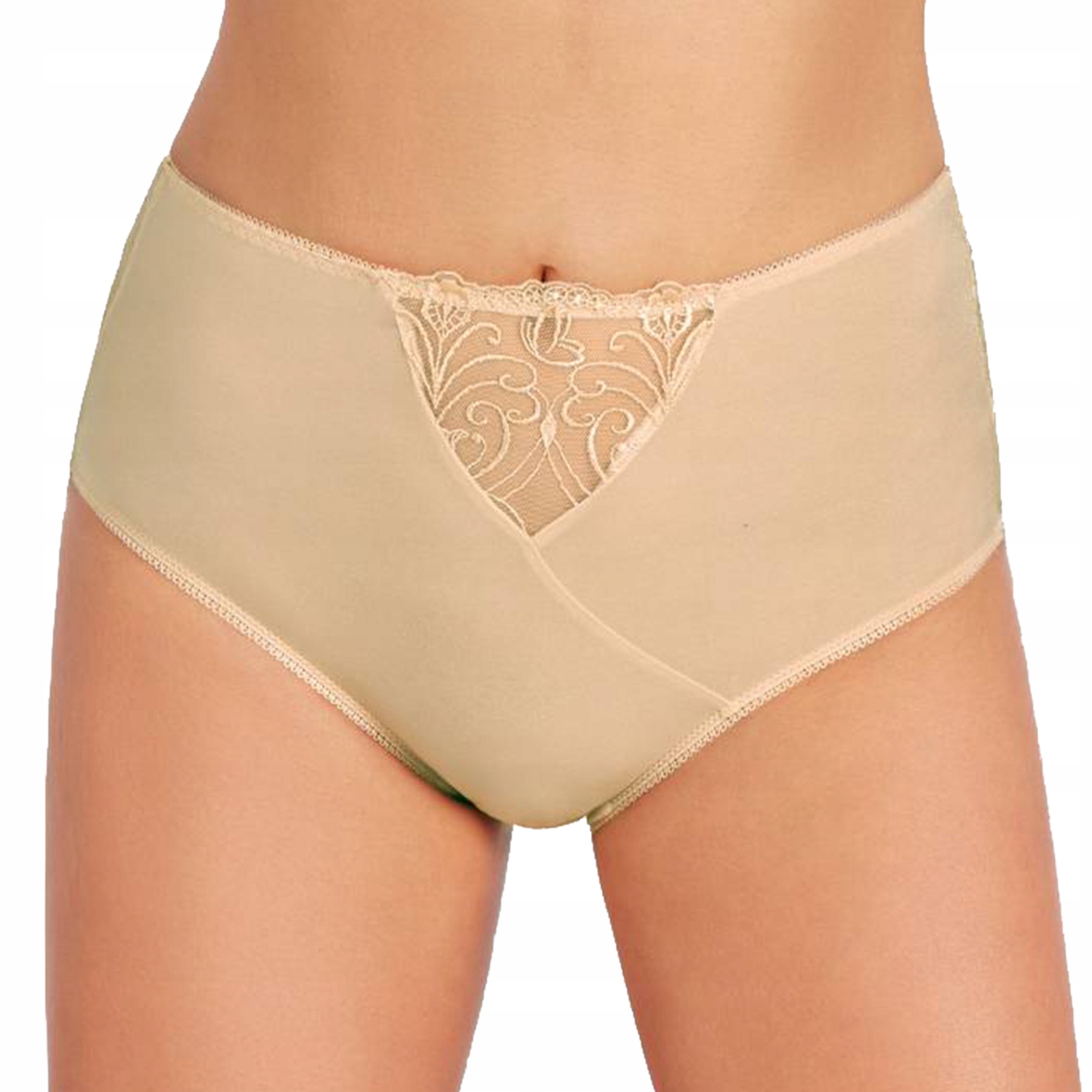 Nessa Sonata N02 béžová výšivka tyl Kalhotky 5XL Vysoké Kalhotky