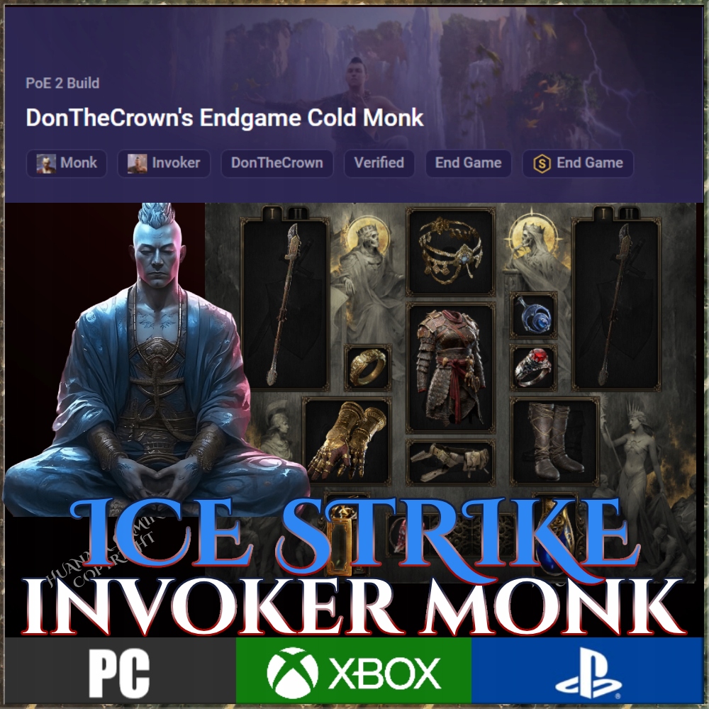 Path Of Exile 2 Endgame Zestaw S TIER+ ICE STRIKE Invoker monk MEDIUM ...