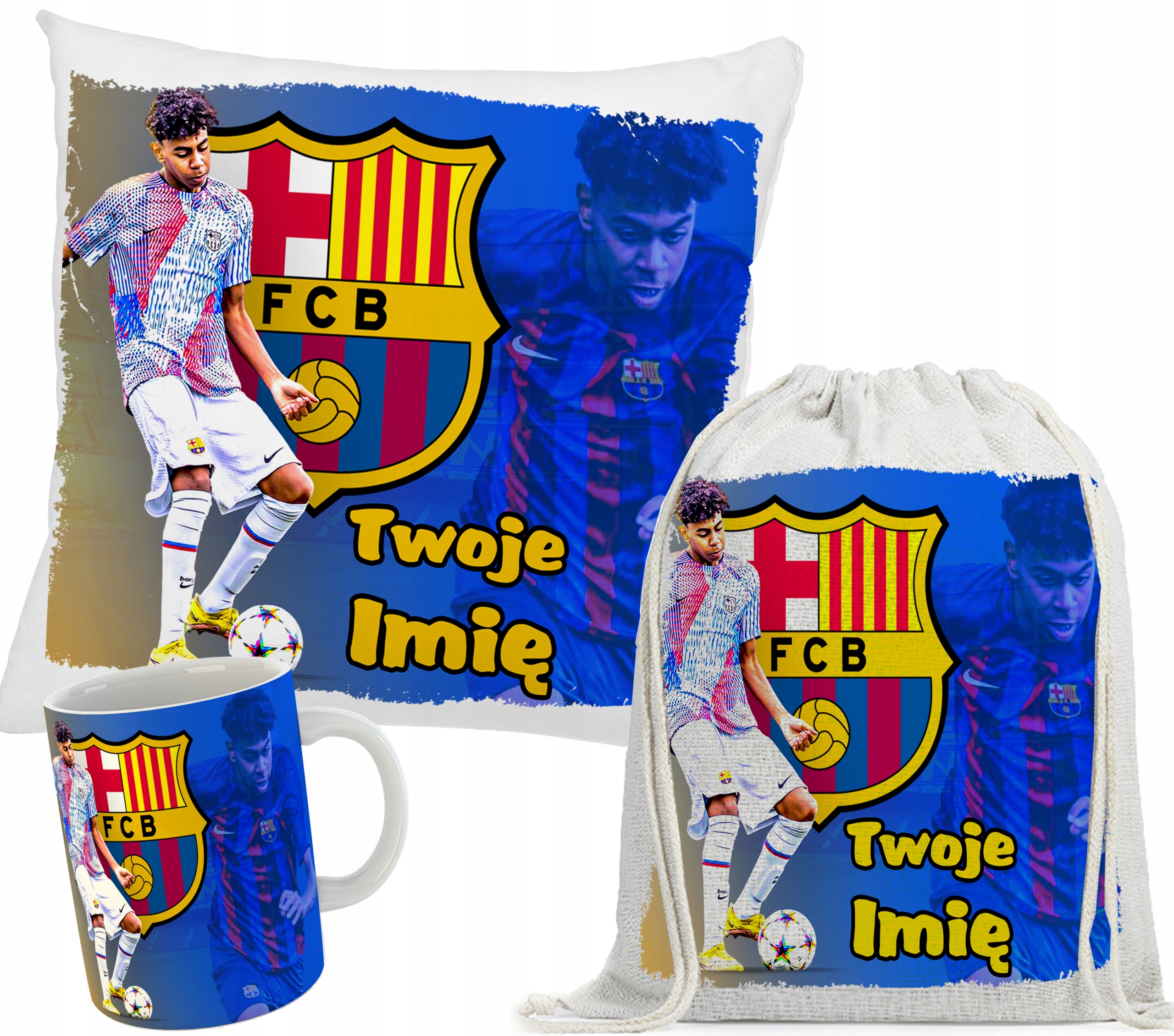 Kubek Poduszka Worek na buty Lamine Yamal Zestaw Różne Imię