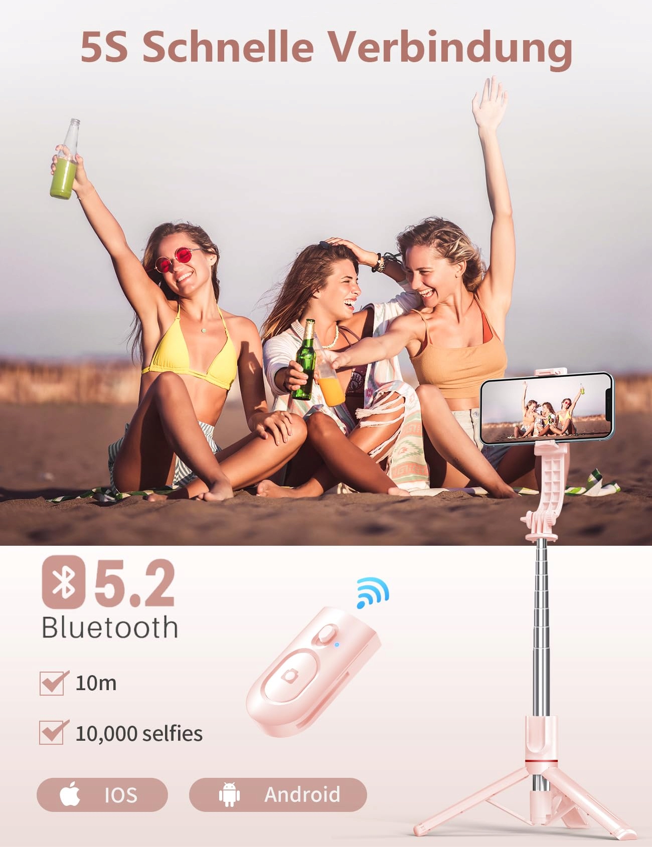 SELFIE STICK Z FILL LIGHT STATYW DO SMARTFONÓW Z PILOTEM — miniatura 4