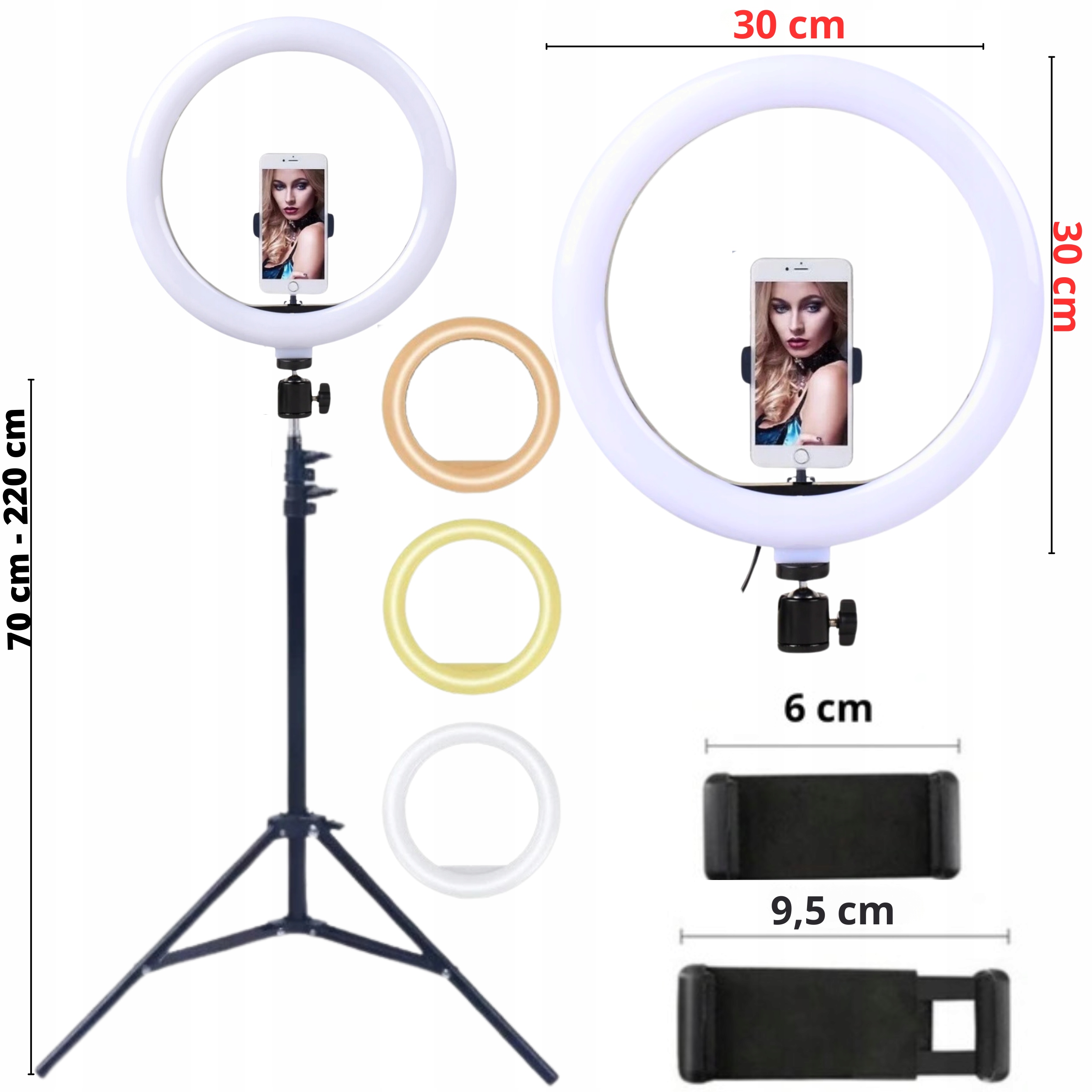LAMPA PIERŚCIENIOWA RING KOSMETYCZNA LED+STATYW 220cm PILOT BLUETOOTH 65W Typ statyw oświetleniowy