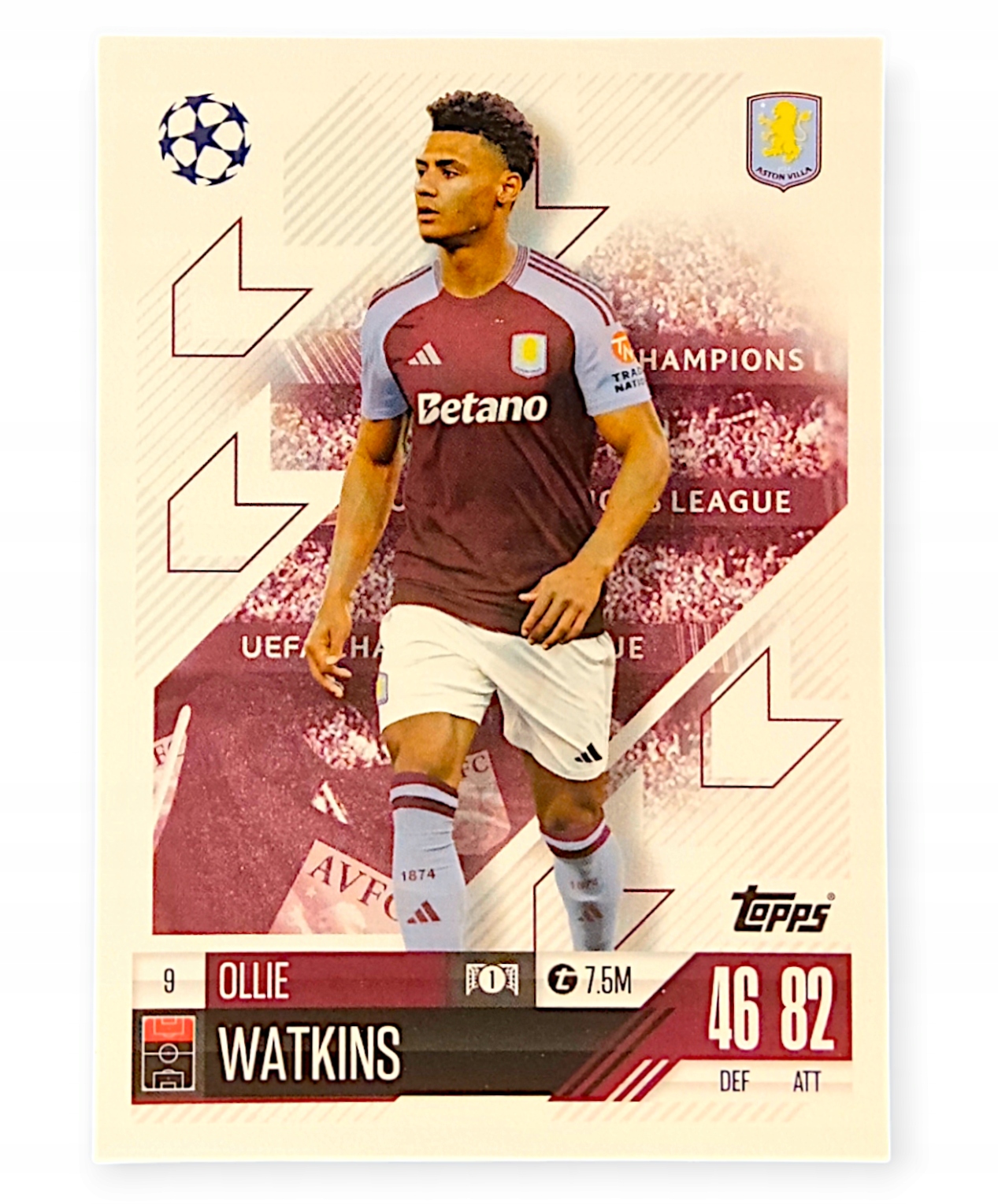 Topps Match Attax 2024-2025 Base Card 9 Ollie Watkins Aston Villa