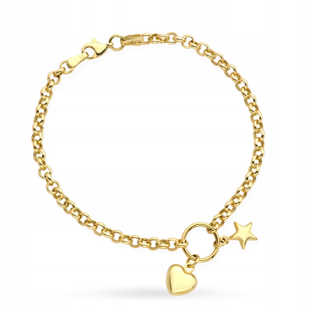 Zlatý náramek se srdcem 585 a hvězdičkou 3.56 g Srdíčko na prstenu