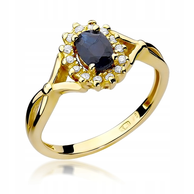 

Pierścionek Szafir 0,60 Ct Brylanty Markiza 0,585