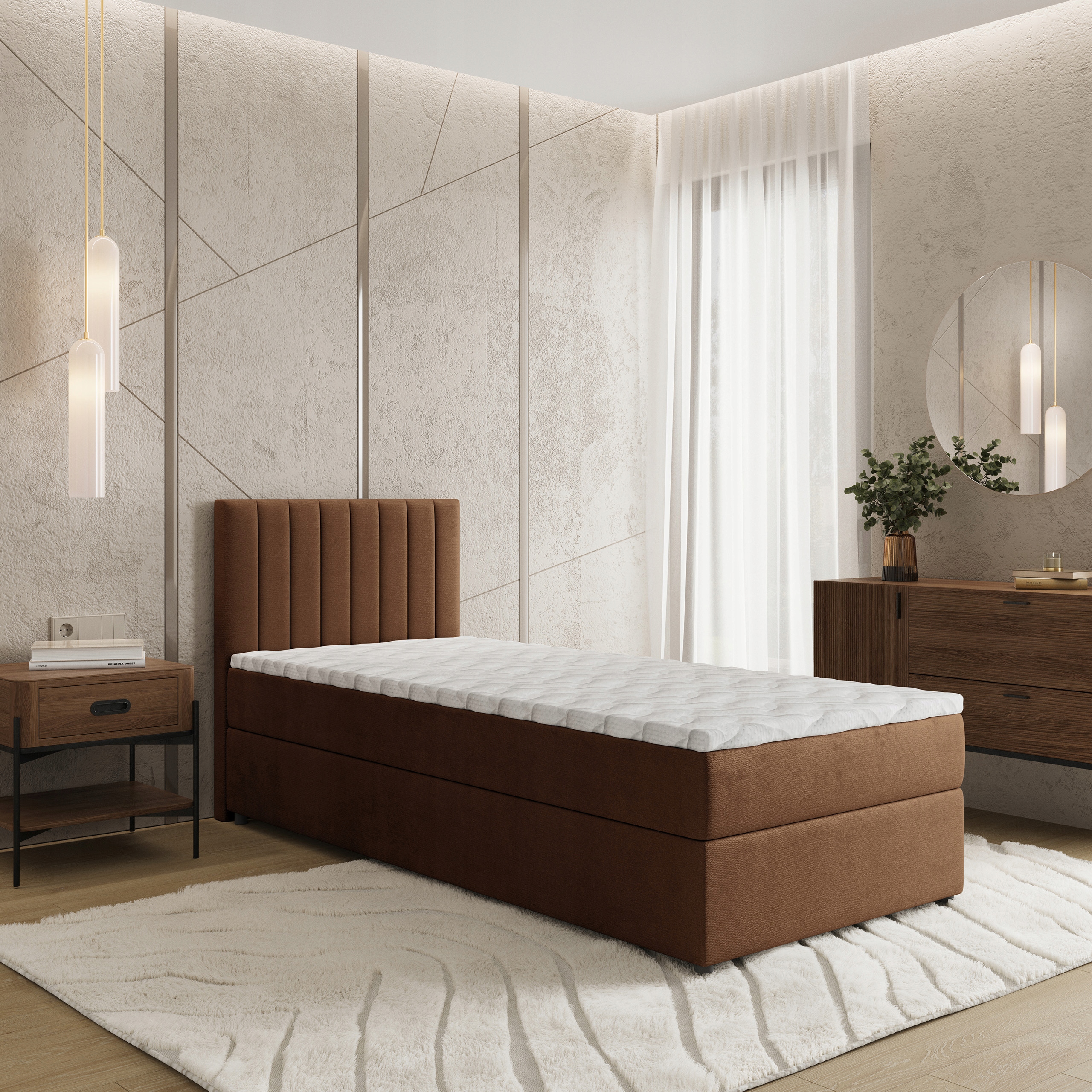 Jednolůžko Bresel 80x200 cm s matrací Pro Mládež Hnědá
