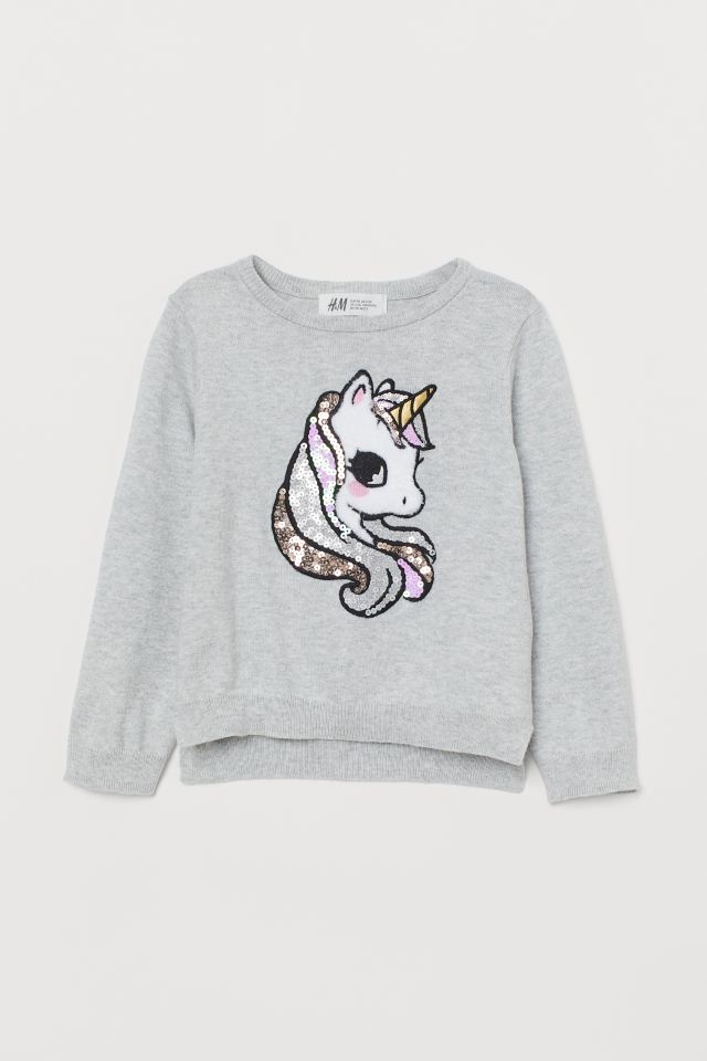 H&M SWETER Z CEKINOWYM MOTYWEM cekiny 98