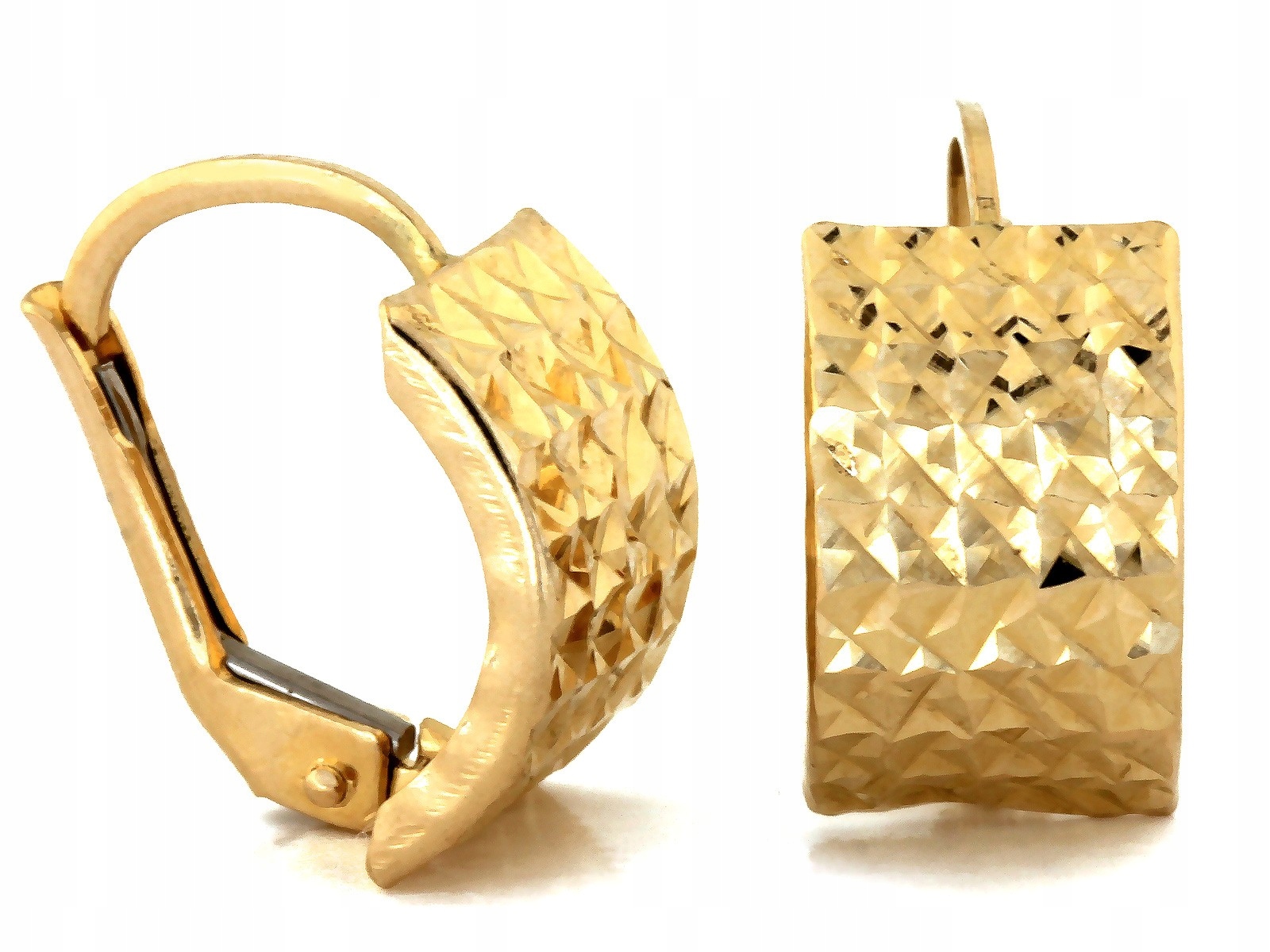 Náušnice Zlaté 585 14k Diamantové lesklé plechy pro ženy, módní