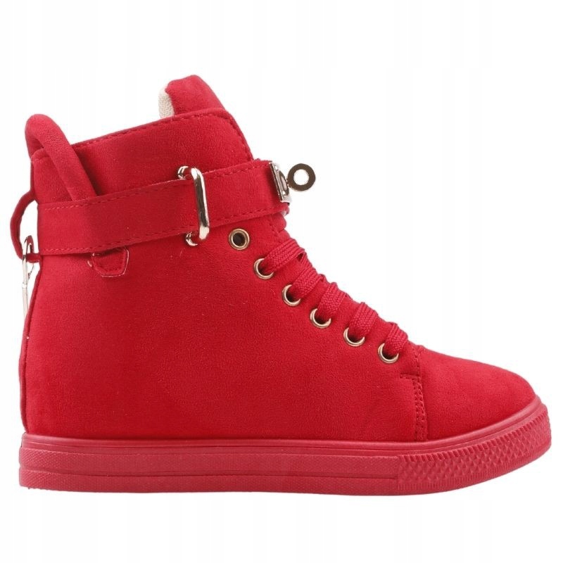 CZERWONE BOTKI DZIEWCZĘCE SNEAKERSY UKRYTE KOTURNY