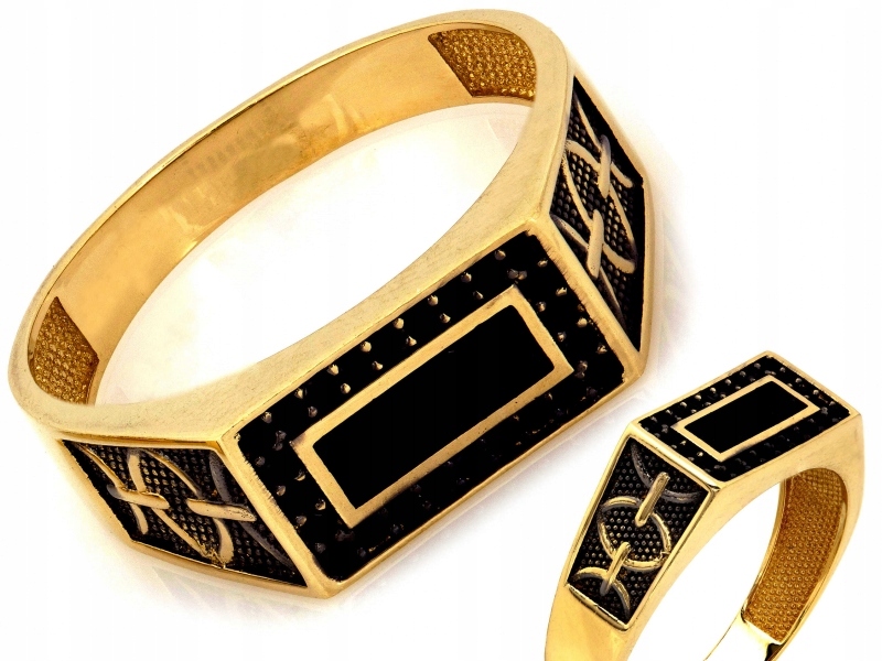 Zlatý prsten 585 14kt zdobený černými zirkony 4.46g R28 model unisex