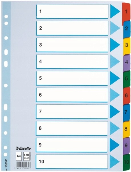 

Przekładki Esselte 1-10 kartonowe Mylar