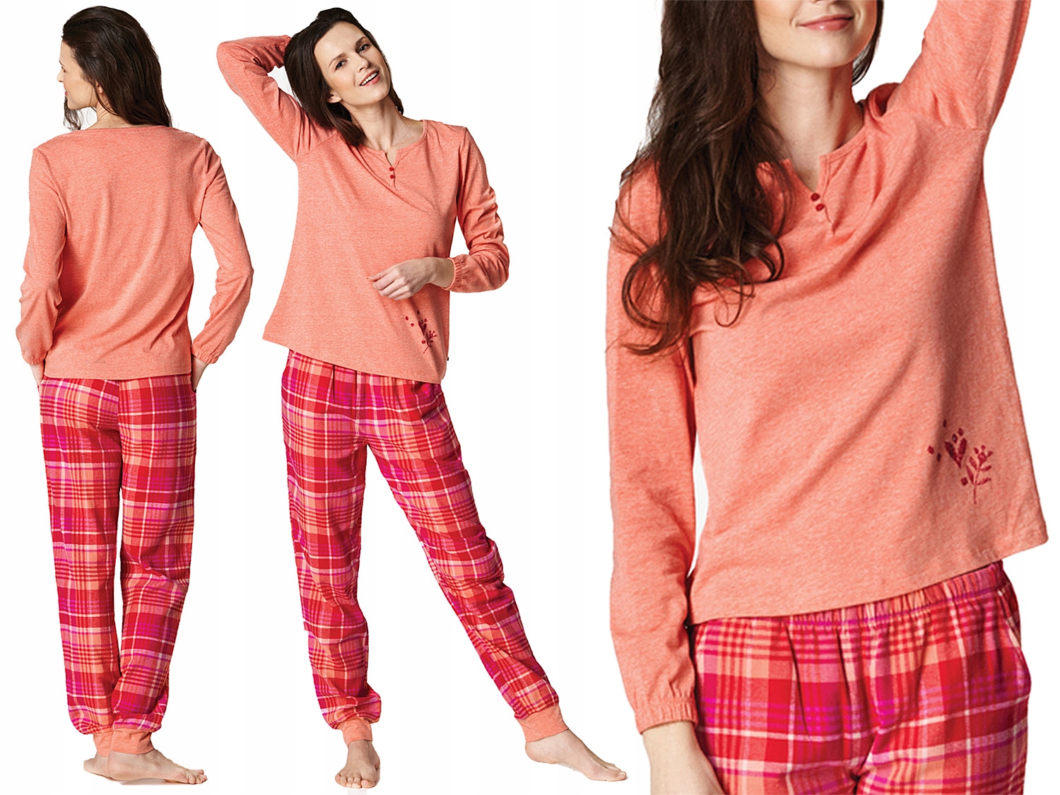 Piżama damska z flanelowymi spodniami Lns 434 L