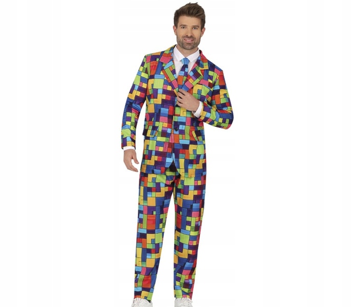 Pánský Oblek Blocks Kostým Barevný Kostým Karneval S