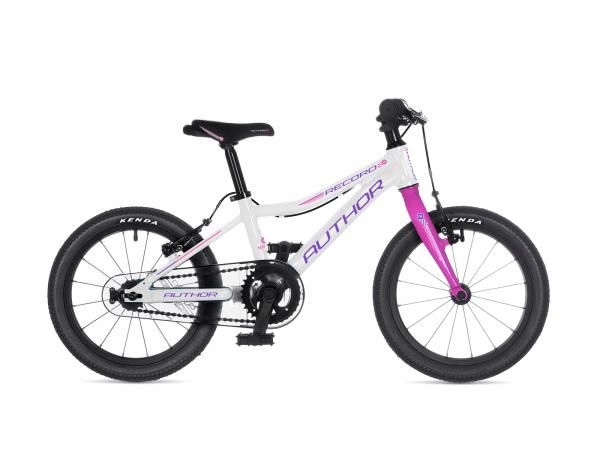 Biało różowy lekki aluminiowy rower dla dziecka 3-5 lat Author Record 16"