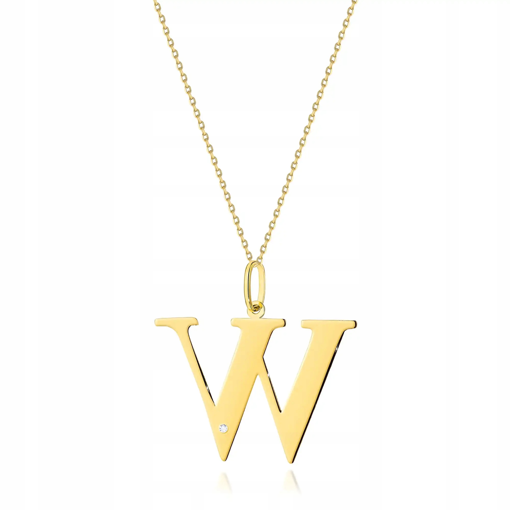 Zlatý dámský náhrdelník 58 s diamanty, písmenko W, efektní, značkový pro ni