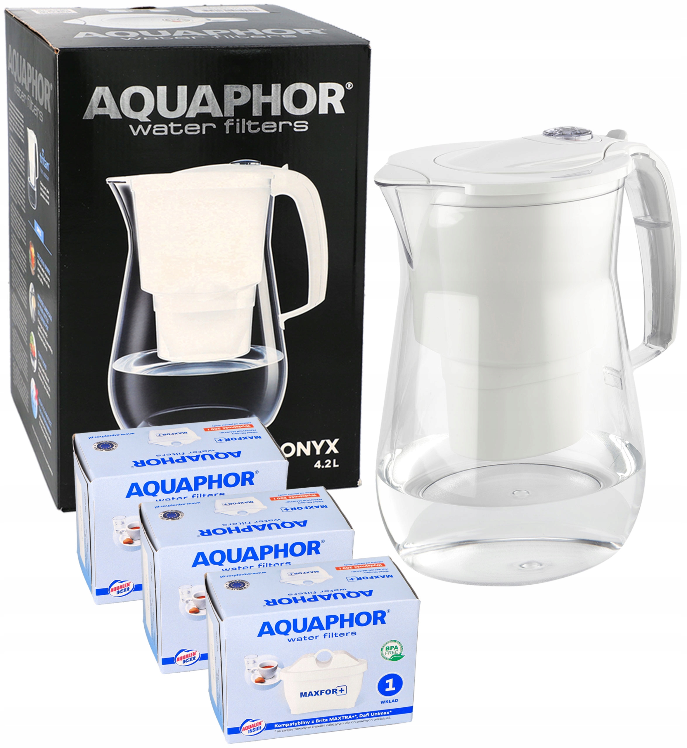 Dzbanek filtrujący wodę Aquaphor Onyx 4.2 L Biały Tritan 3 Filtry wkłady