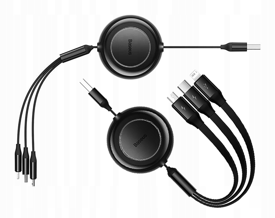 Kabel Baseus USB - USB typ C / microUSB / Lightning 1,1 m czarny