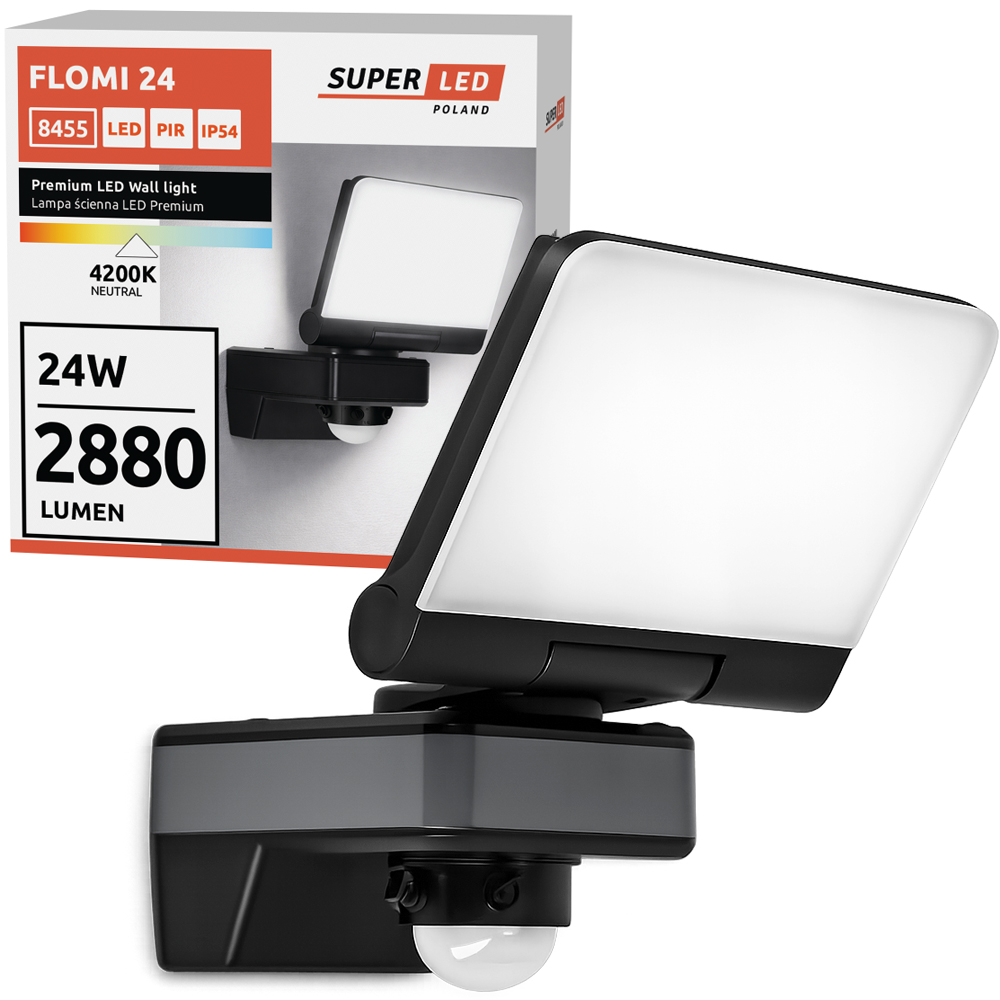 Halogenová zářivka Led lampa 24W 2880 lm Pir senzor pohybu neutrální