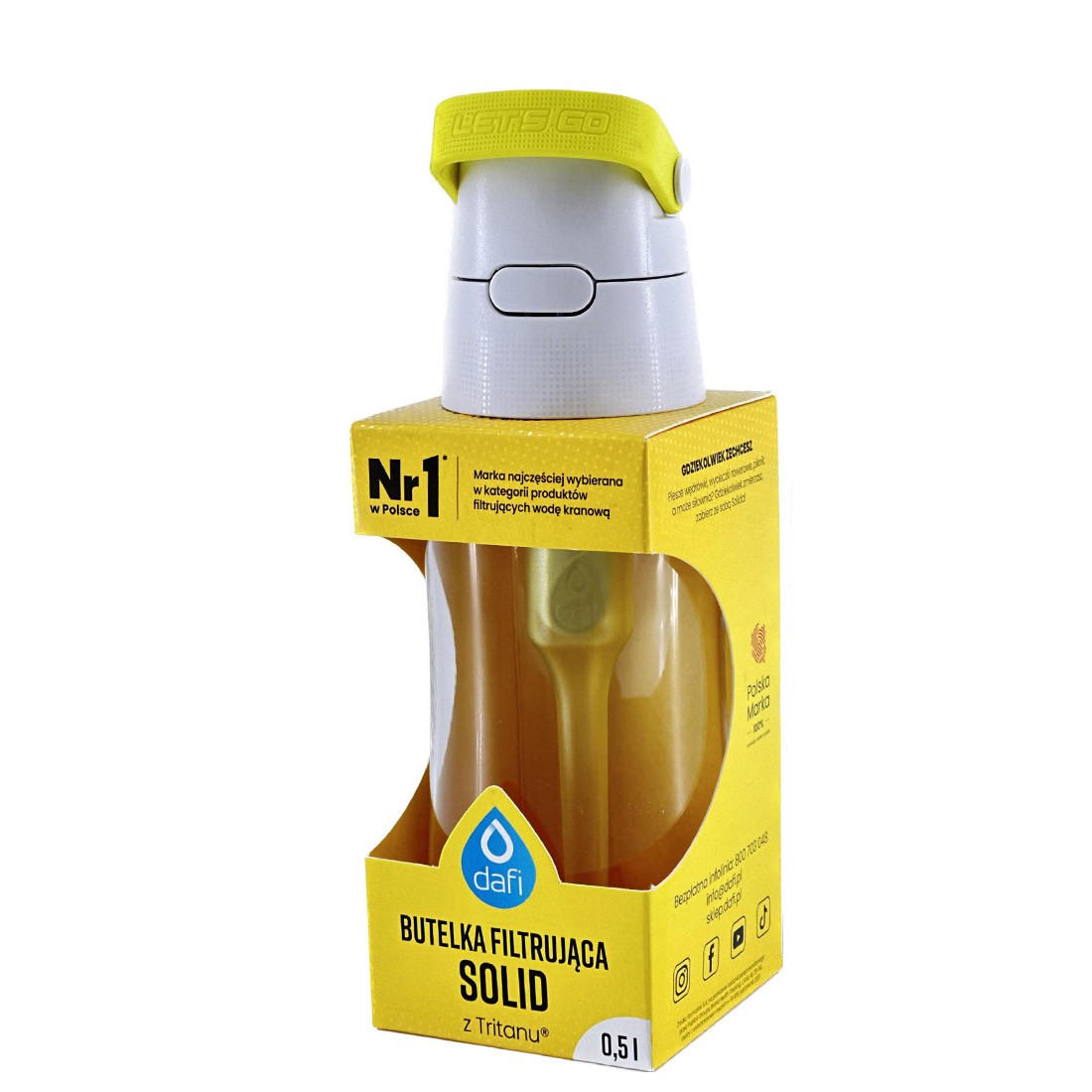 BUTELKA FILTRUJĄCA DAFI SOLID 0,5L ŻÓŁTA TRITAN