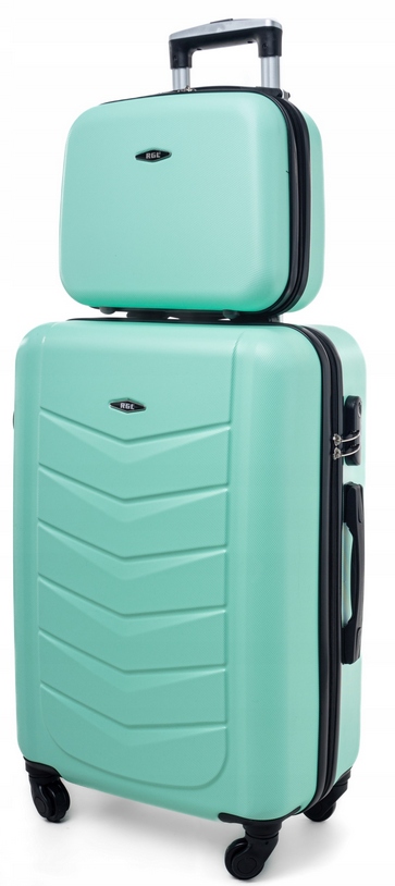 Zestaw Walizka Średnia Twarda+kuferek Abs 2W1 Lanzaro Miętowy