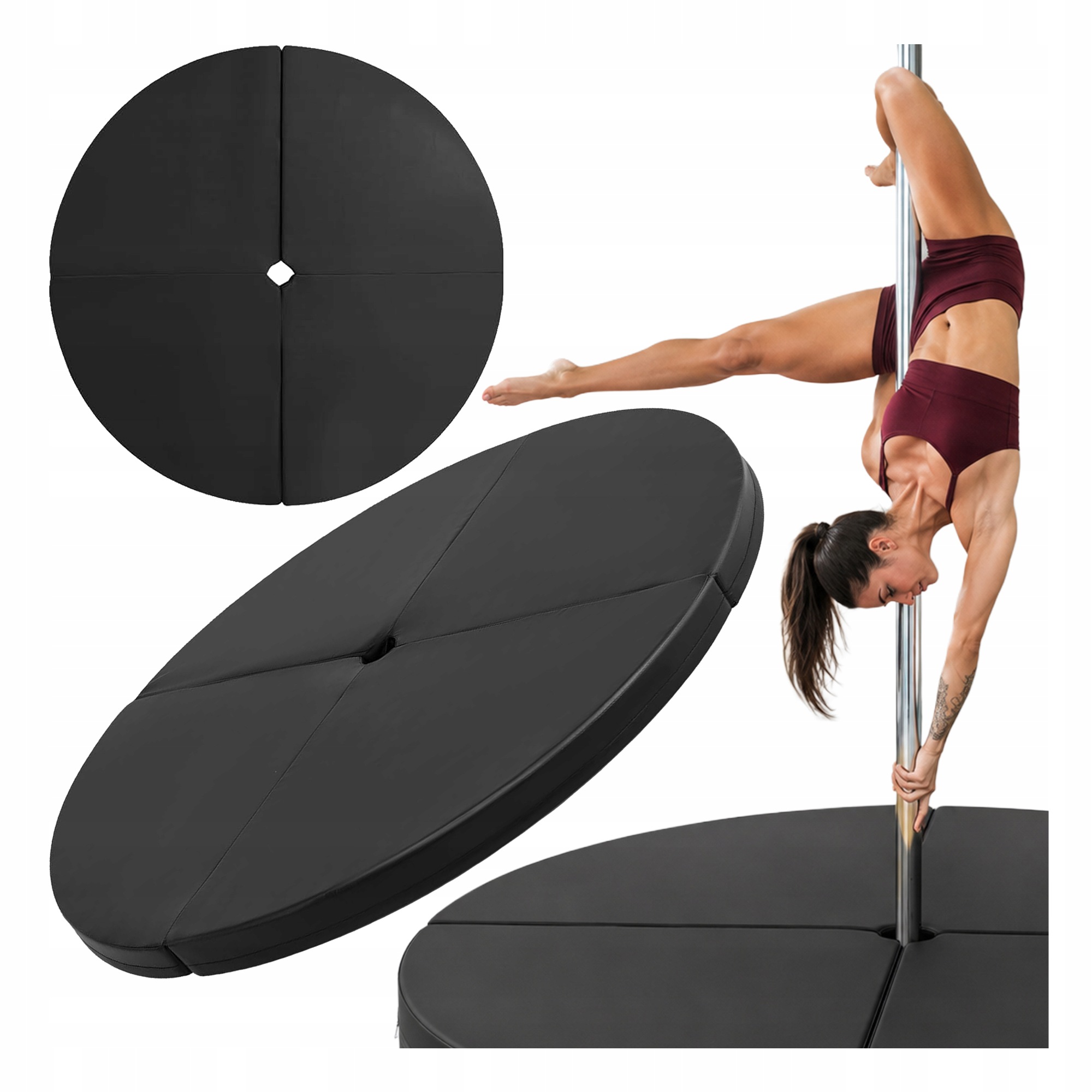 Gymnastická Matrace Do Pole Dance Fitness Tanec Zajišťovací Podložka Černá