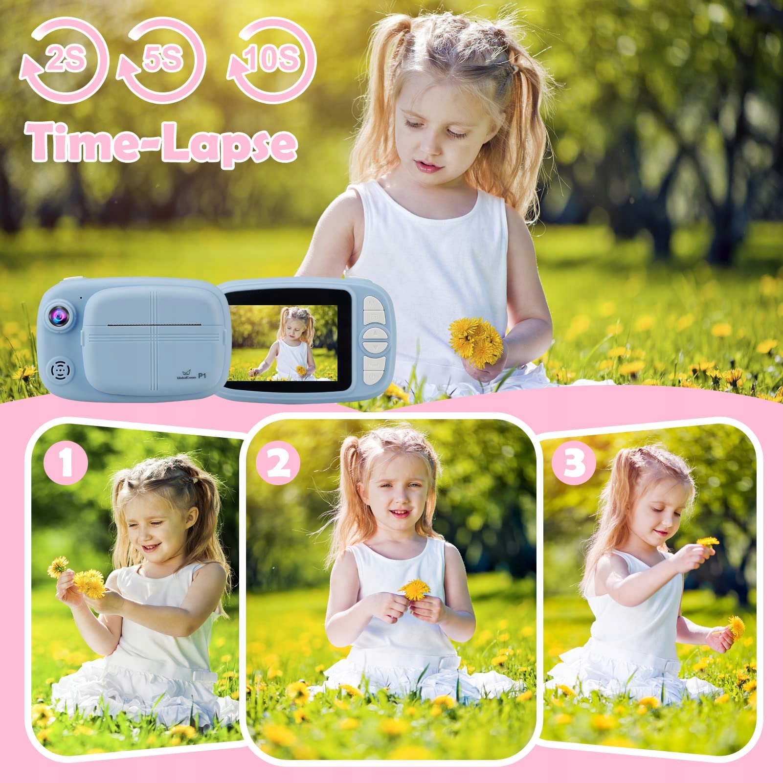 GLOBALCROWN Aparat Dla Dzieci Cyfrowa Kamera Zestaw Z Papierem I Kartą 32GB — miniatura 6