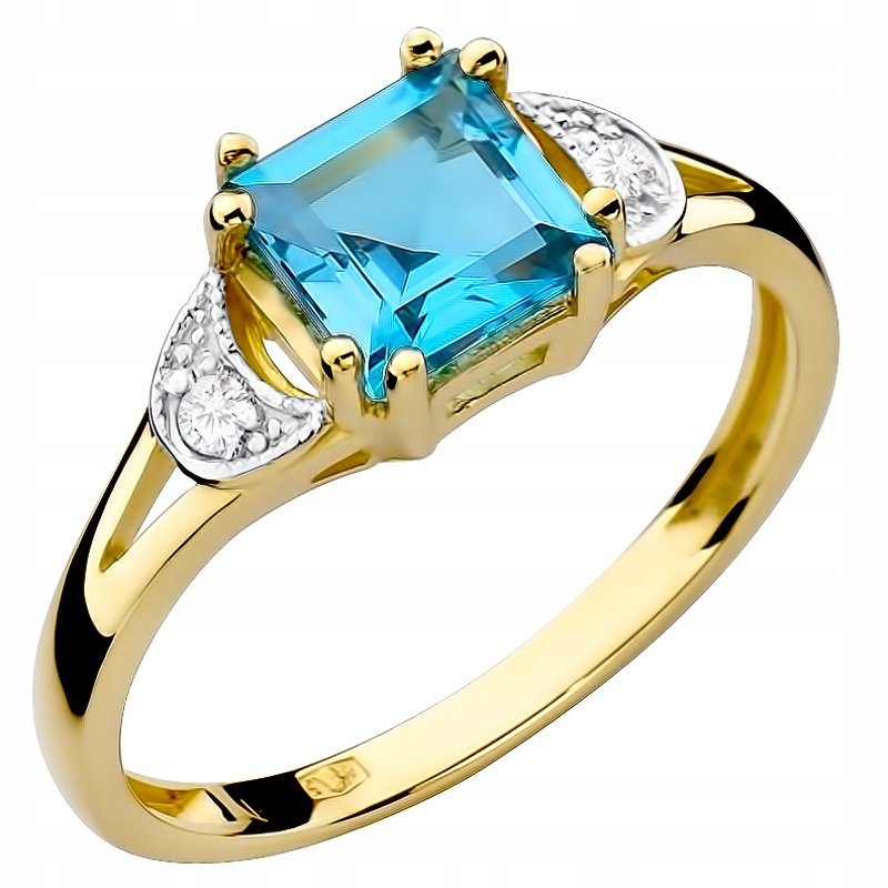 Zlatý Prstýnek S Topazem 1,40 ct a Brilianty