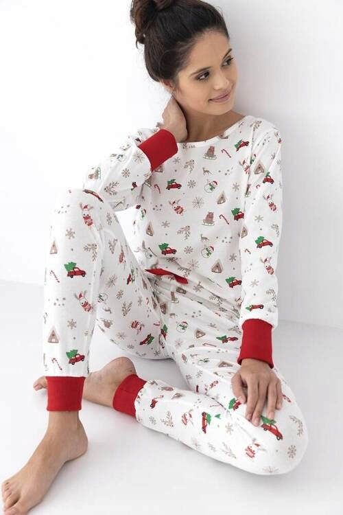 Pyžamo Sensis Samantha D/r Christmas M smetanové