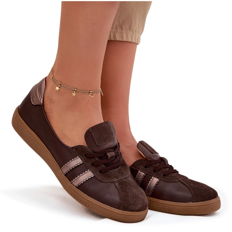 Polobotky Ve Sportovním Stylu Barefoot Kůže Zazoo N1341 Čokoládové 39