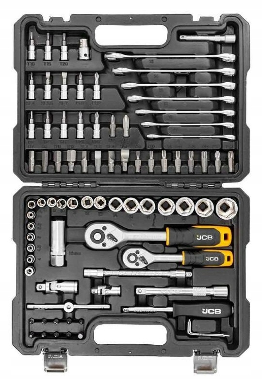 Zestaw narzędzi kluczy płasko oczkowe nasadowe 82el walizka narzędziowa JCB Marka JCB