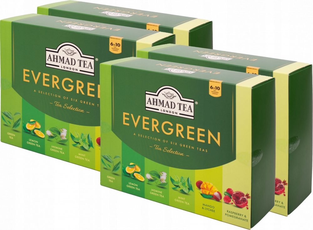 Zestaw herbat zielonych Evergreen Ahmad Tea 60 torebek x4