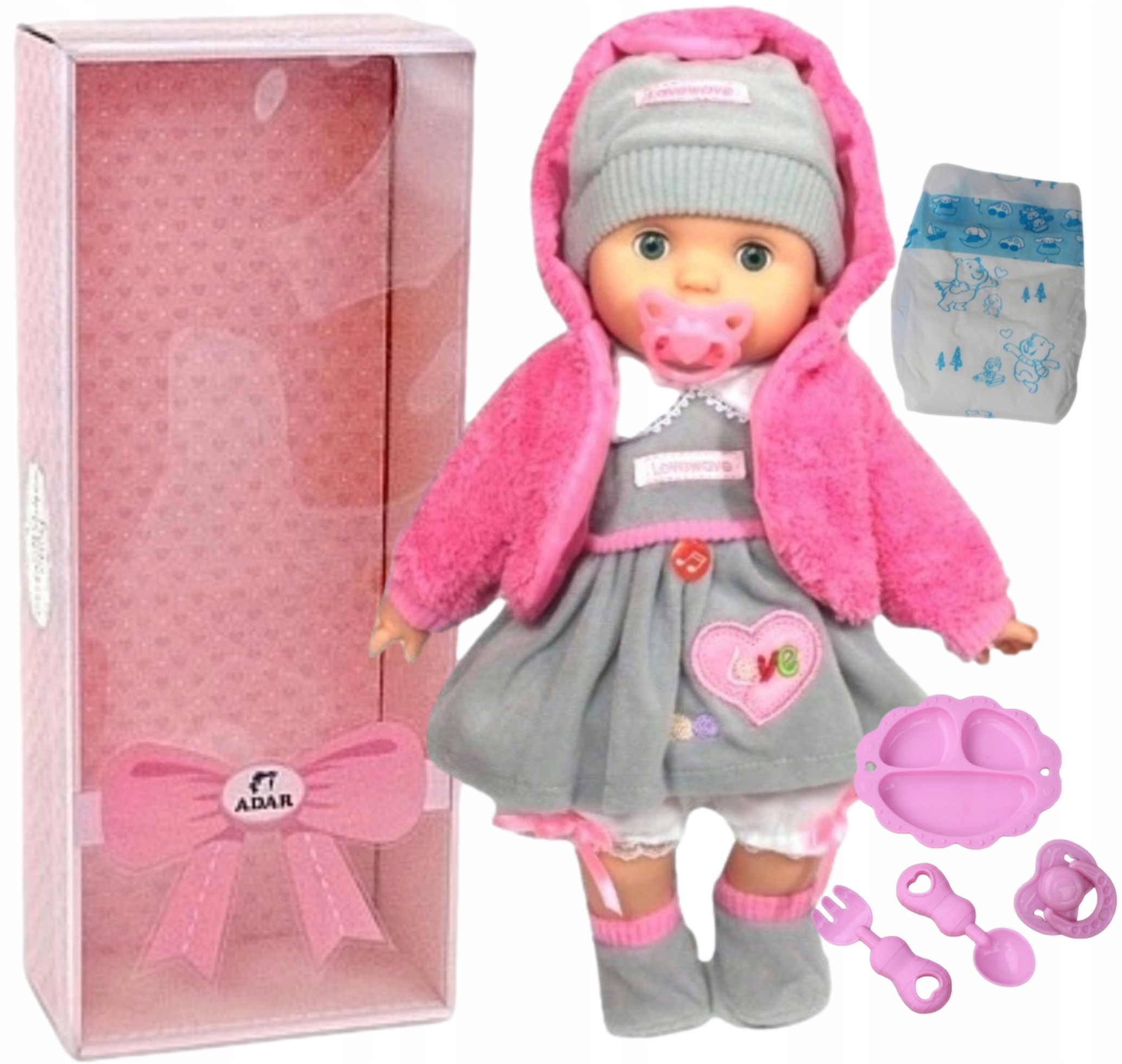 LALKA BOBAS MÓWI ŚPIEWA ZAMYKA OCZKA + smoczek