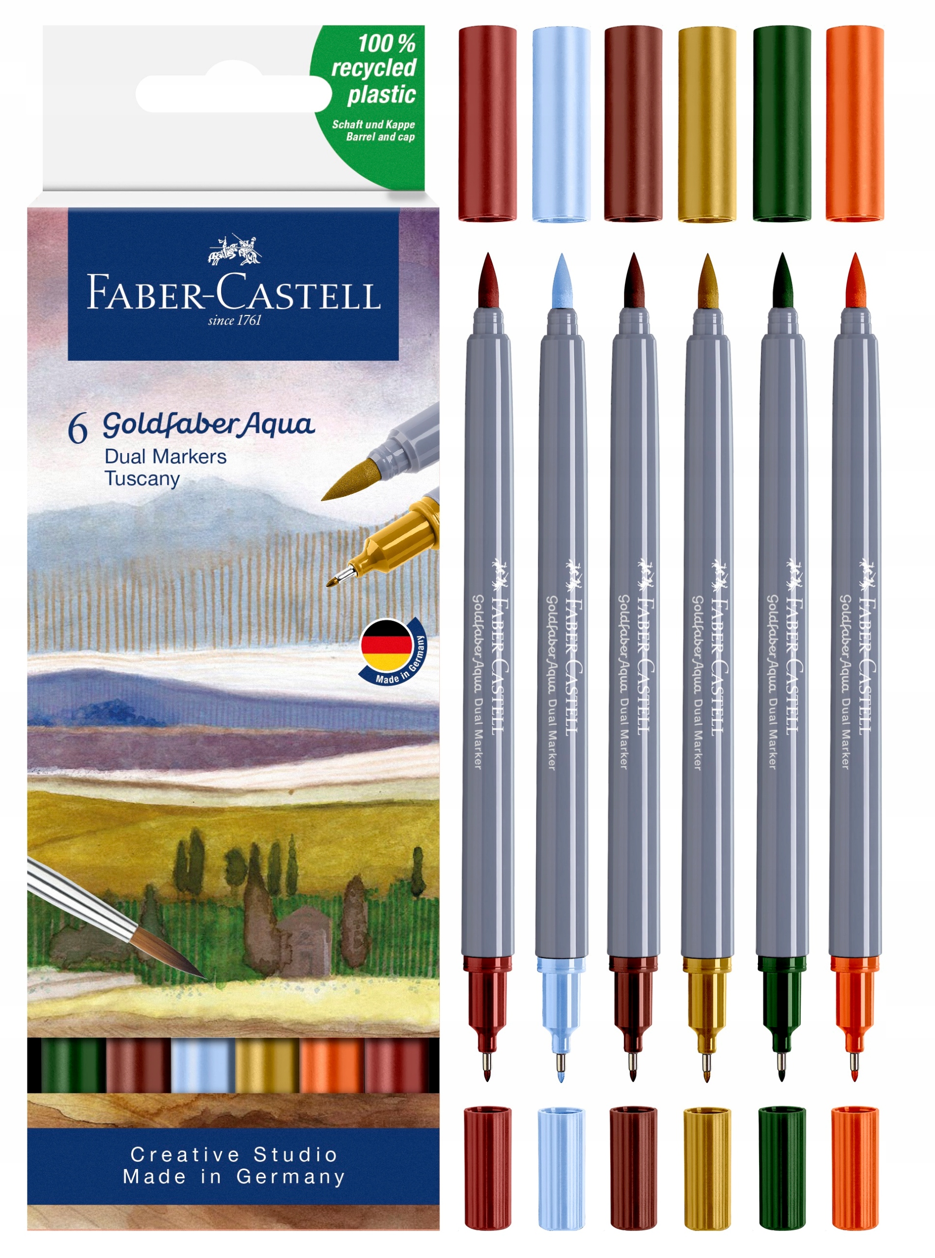 Faber-castell Flamastry pisaki mazaki dwustronne Goldfaber 6 kol Zestaw