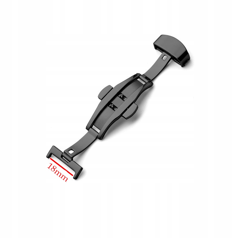 CZARNE ZAPIĘCIE MOTYLKOWE DO PASKA ZEGARKA 18 MM Grubość 0 mm