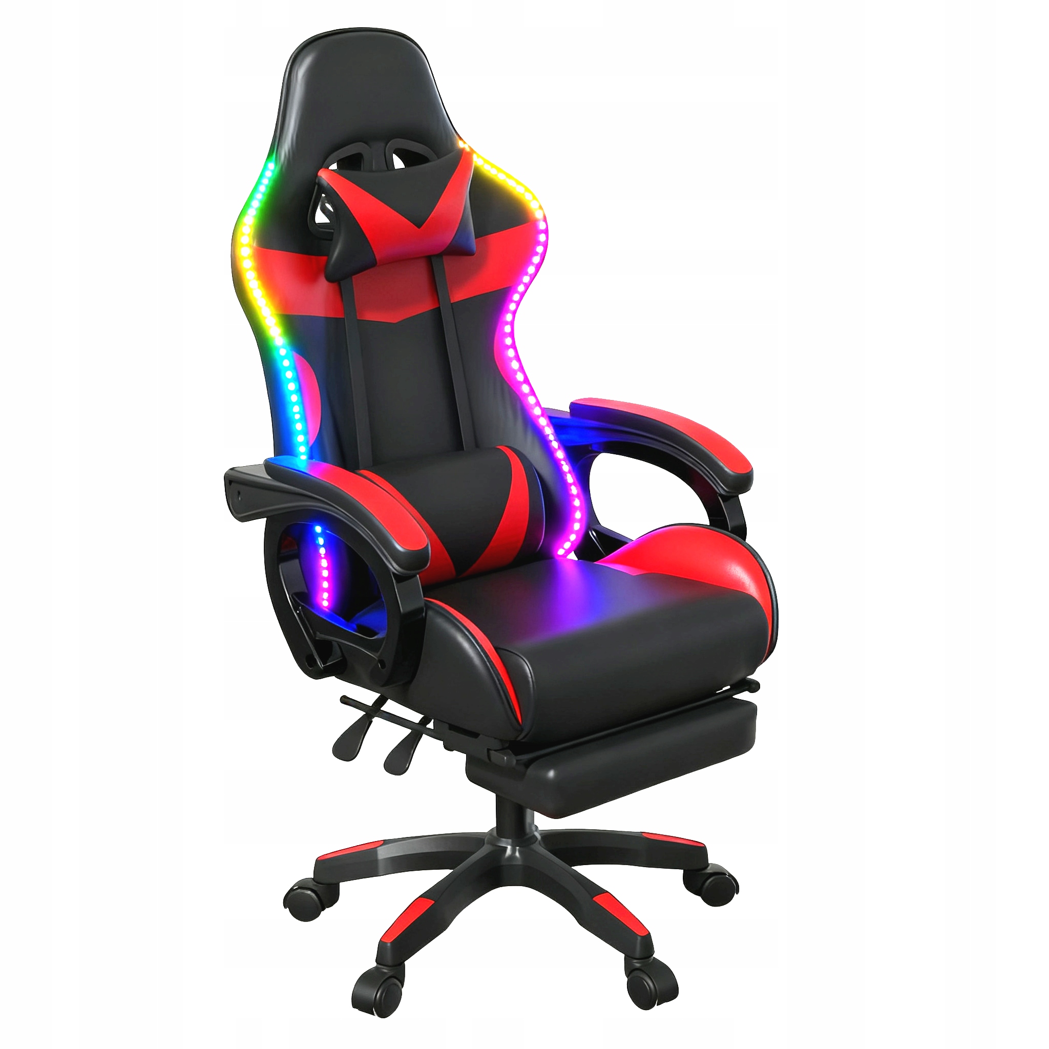 Herní Křeslo Pro Hráče Kancelářská Židle Podnožka Masáž Led Dálkové Ovládání