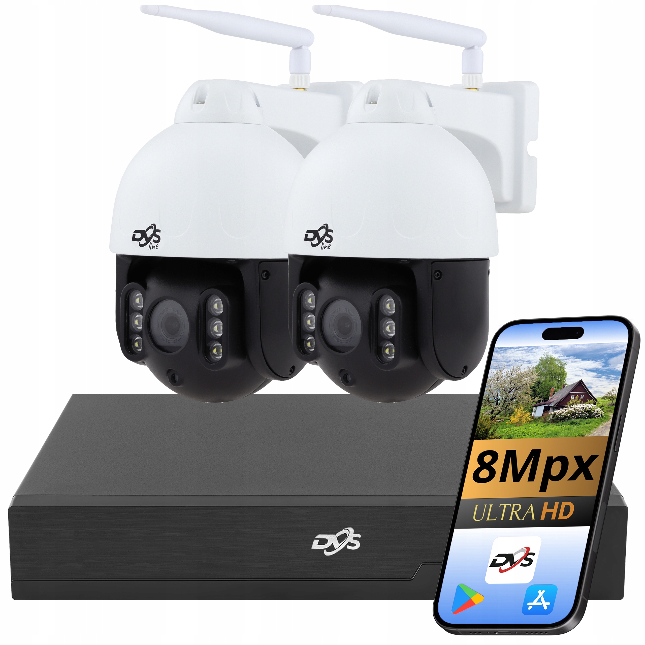 Sada Kamer Wifi 8Mpx 4K 2 Bezdrátové Kamery Otočné Monitorování Dvs