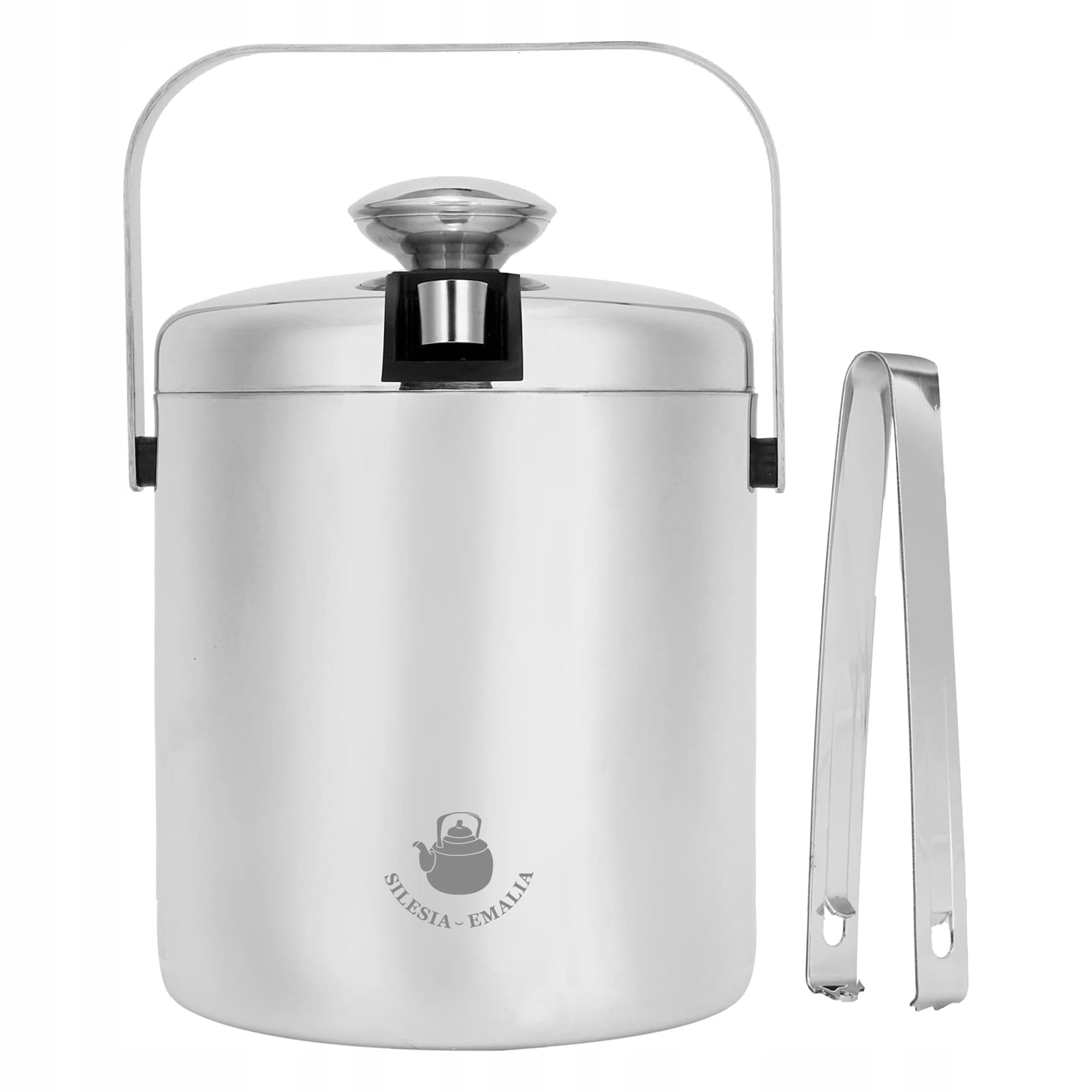 Wiaderko do lodu ze szczypcami ze stali nierdzewnej 1,3L pojemnik na lód