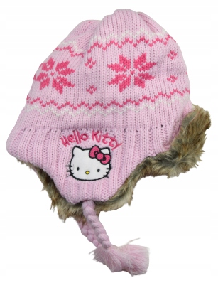 

Czapka Hello Kitty 54 Różowa Warkocze Futerko