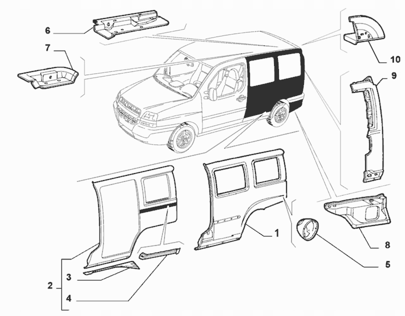 NOWE POSZYCIE LEWEGO BOKU FIAT DOBLO ORYGINALNE