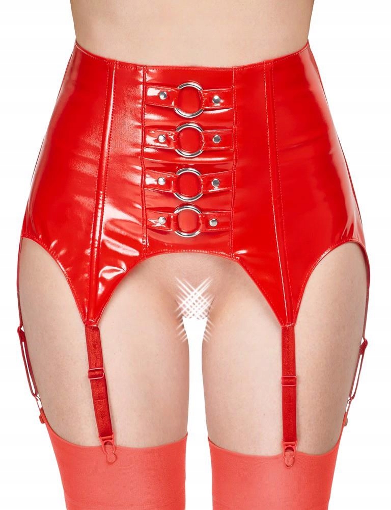 Dámské spodní prádlo Červený Punčochový pás Vinylový Lack Wetlook Latex M