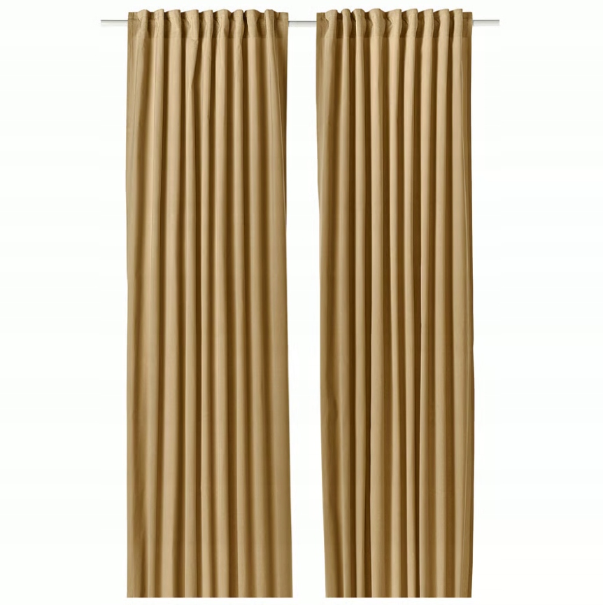 Ikea Sanela Záclony, 1 pár, béžovo-žlté/s páskou, 140 x 250 cm
