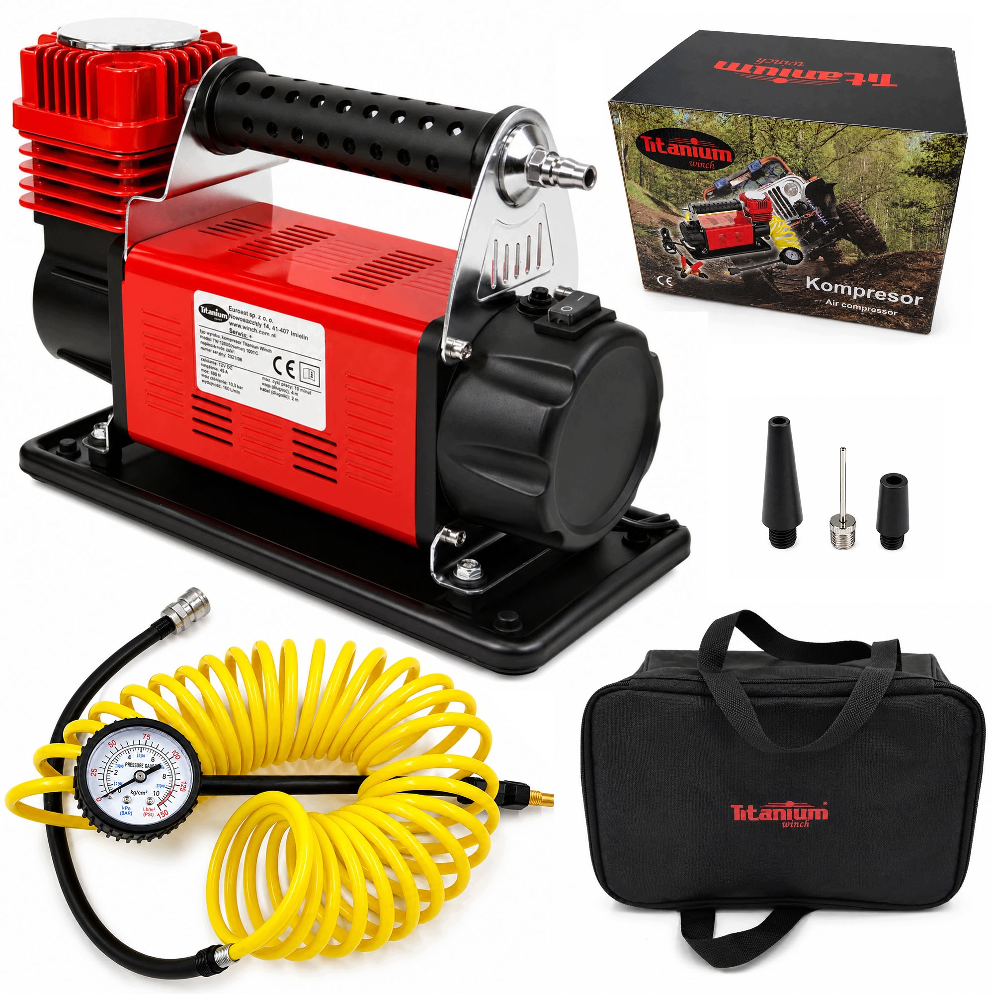 Kompresor Do Auta Silný 150 Psi 12V 160 L/min Silný Kovový Píst