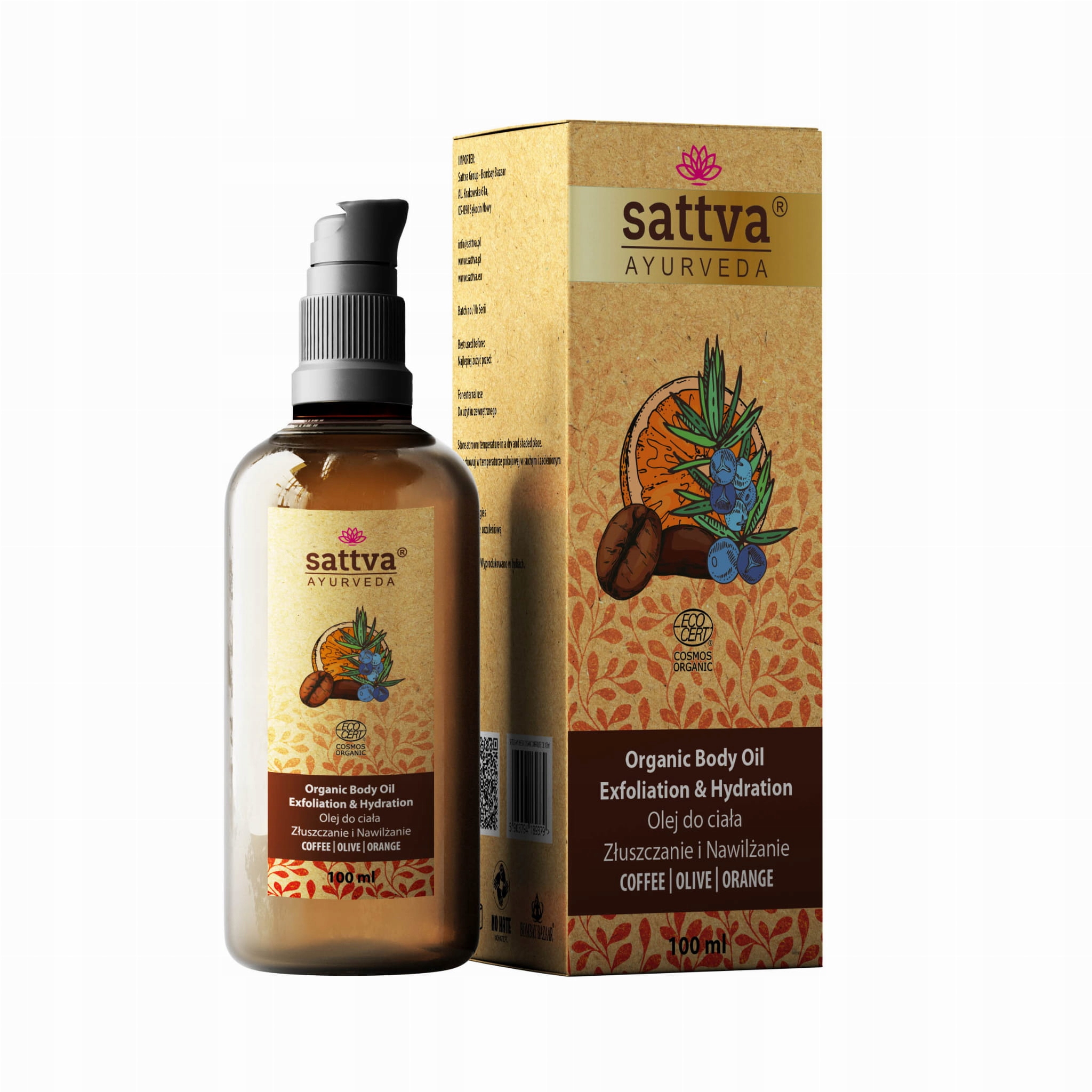 Sattva Organický exfoliační hydratační olej pro masáž těla 100 ml