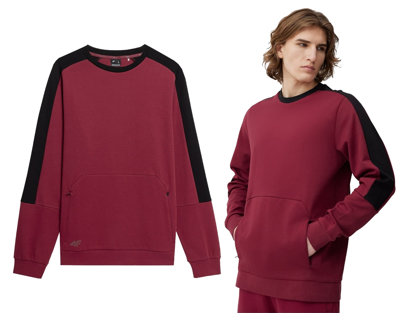 Tepláková mikina 4F bez kapuce , otevřená, M550, s kapsami, 2XL