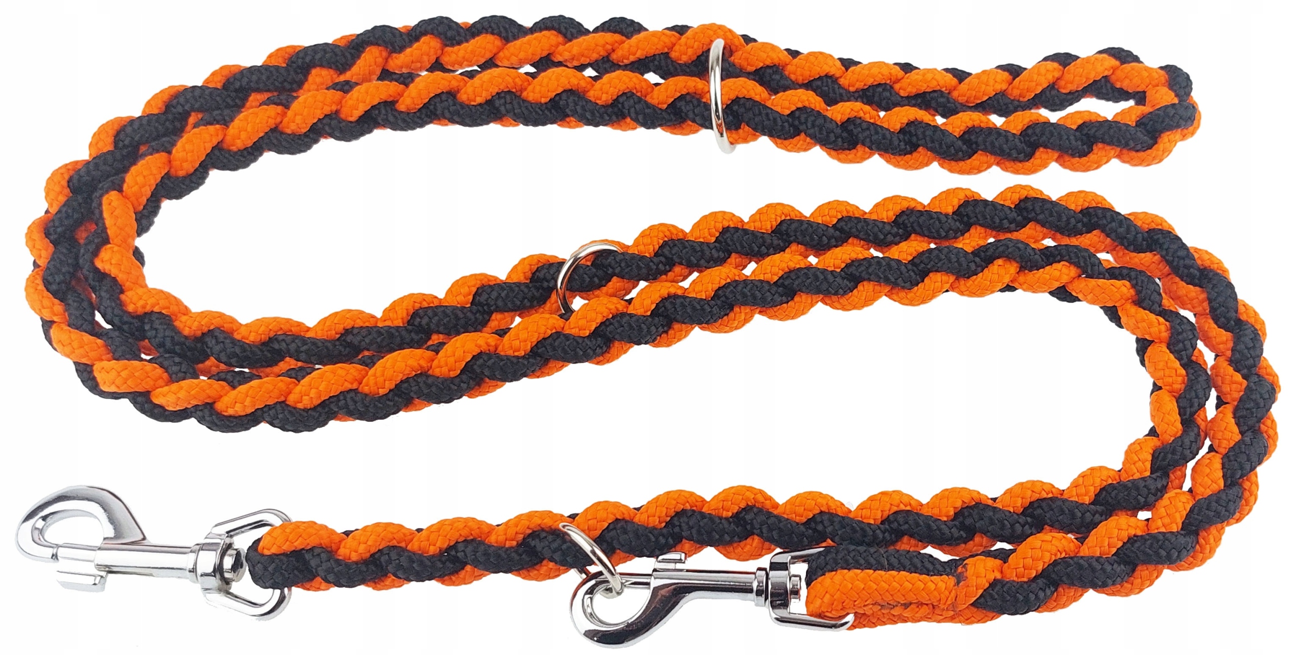 Champion Vodítko pro psa Pletená šňůra nastavitelná 2,5 m černá oranžová