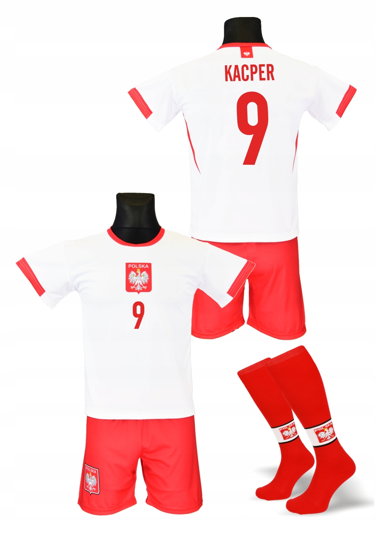 LEWANDOWSKI lub NADRUK strój piłkarski + getry 104 Kolor wielokolorowy