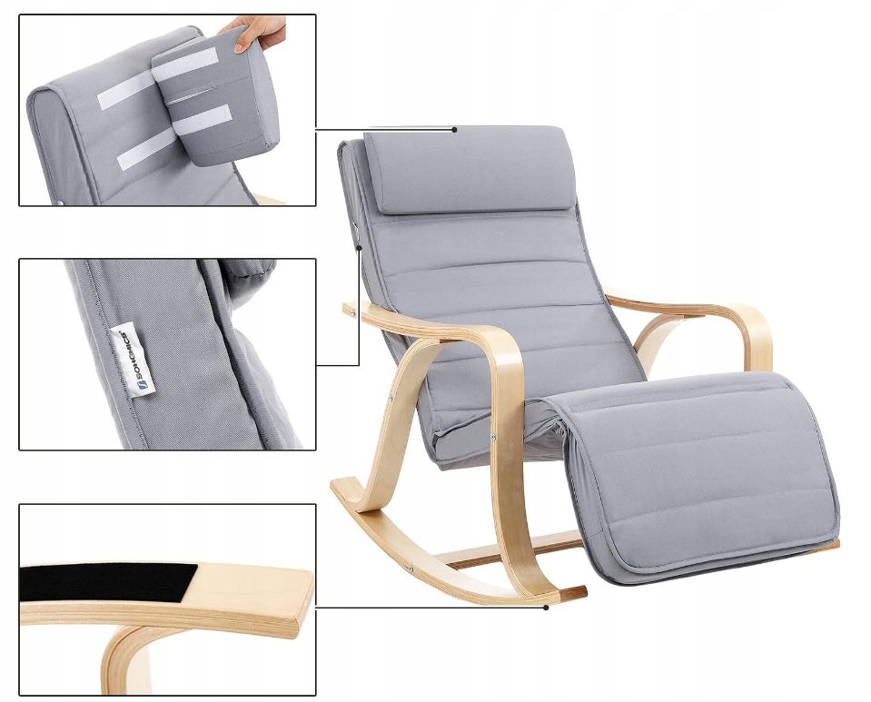 FOTEL BUJANY BUJAK SZARY NA BIEGUNACH RELAKSACYJNY REGUJACJA PODNÓŻKA Kolekcja fotel bujany