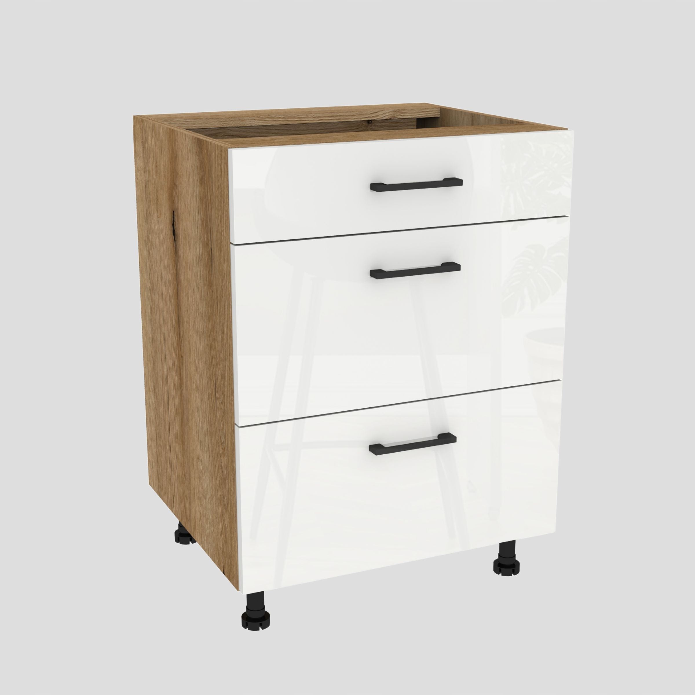 Kuchynská skrinka so zásuvkou Slim 60 Capri Dub Evoke front Biely Akryl